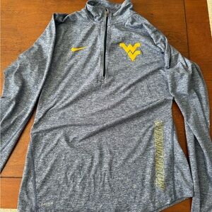 Nike Heather Gray and Yellow Quarter-Zip Top WVU